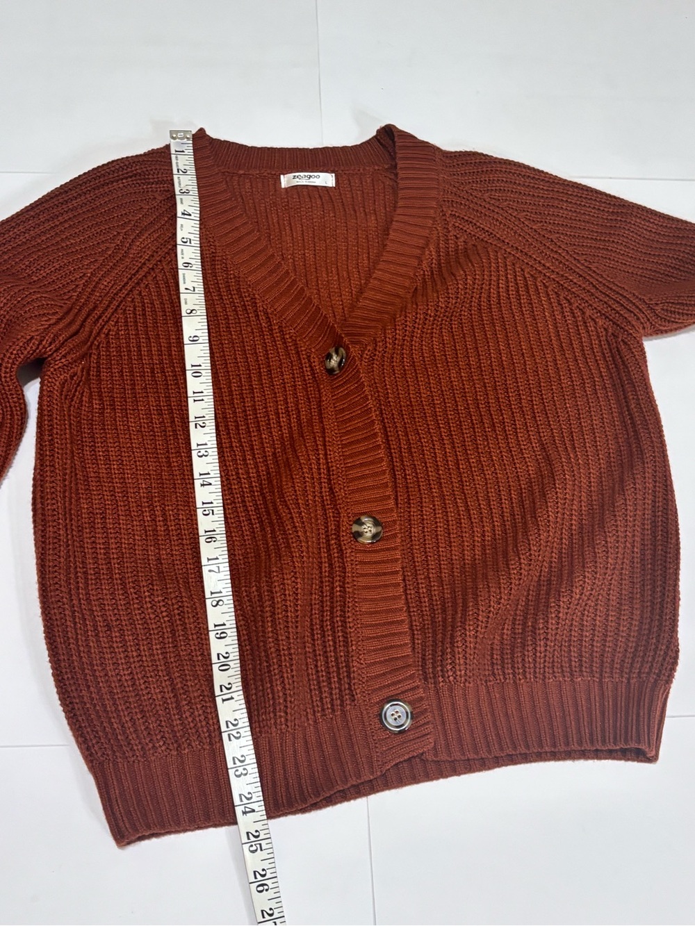 zeagoo Women's Rust Button-Front Ribbed Cardigan - Picture 7 of 10